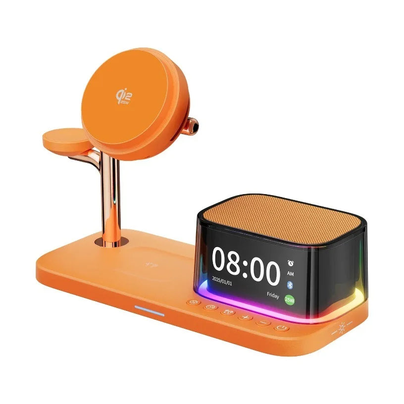 Multi-function Magnetic Suction 5-in-1 25W Wireless Charging RGB Bluetooth Audio Mobile Phone Watch Universal Wireless Charging Oasis Select