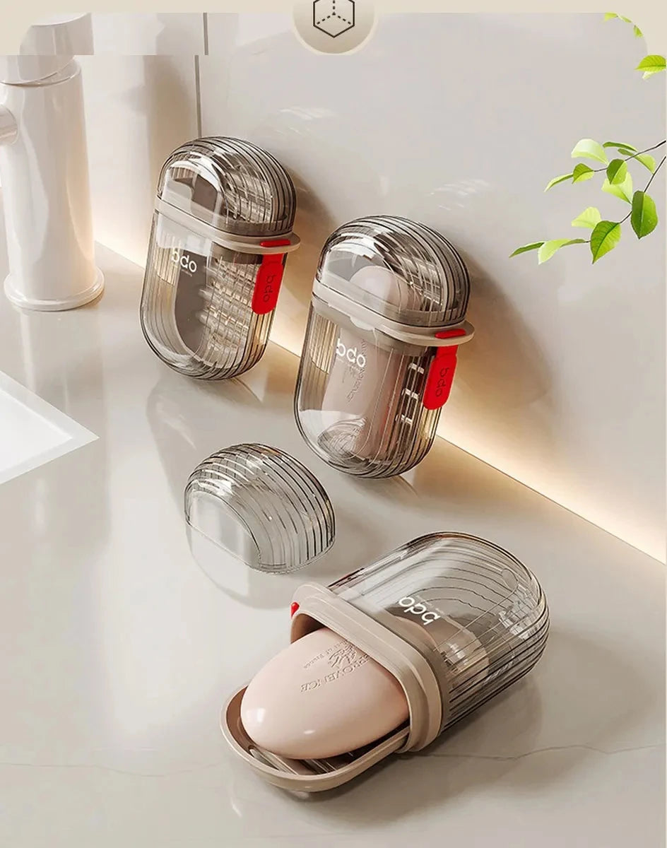 Portable Waterproof Travel Soap Box with Drainage Rack