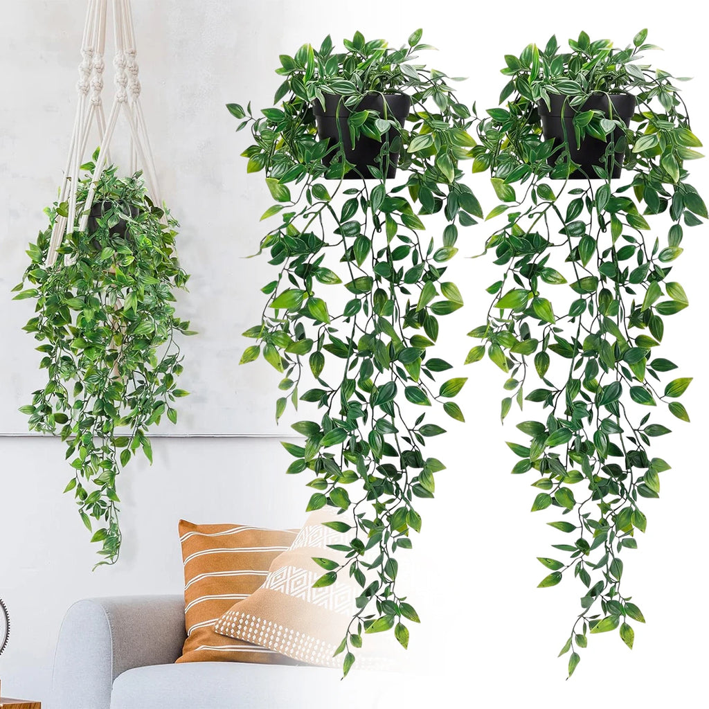 1/3Pcs Artificial Hanging Plants Set String of Pearls Ivy Fern in Pots for Shelf Bathroom Dorm Boho Home Decor Oasis Select