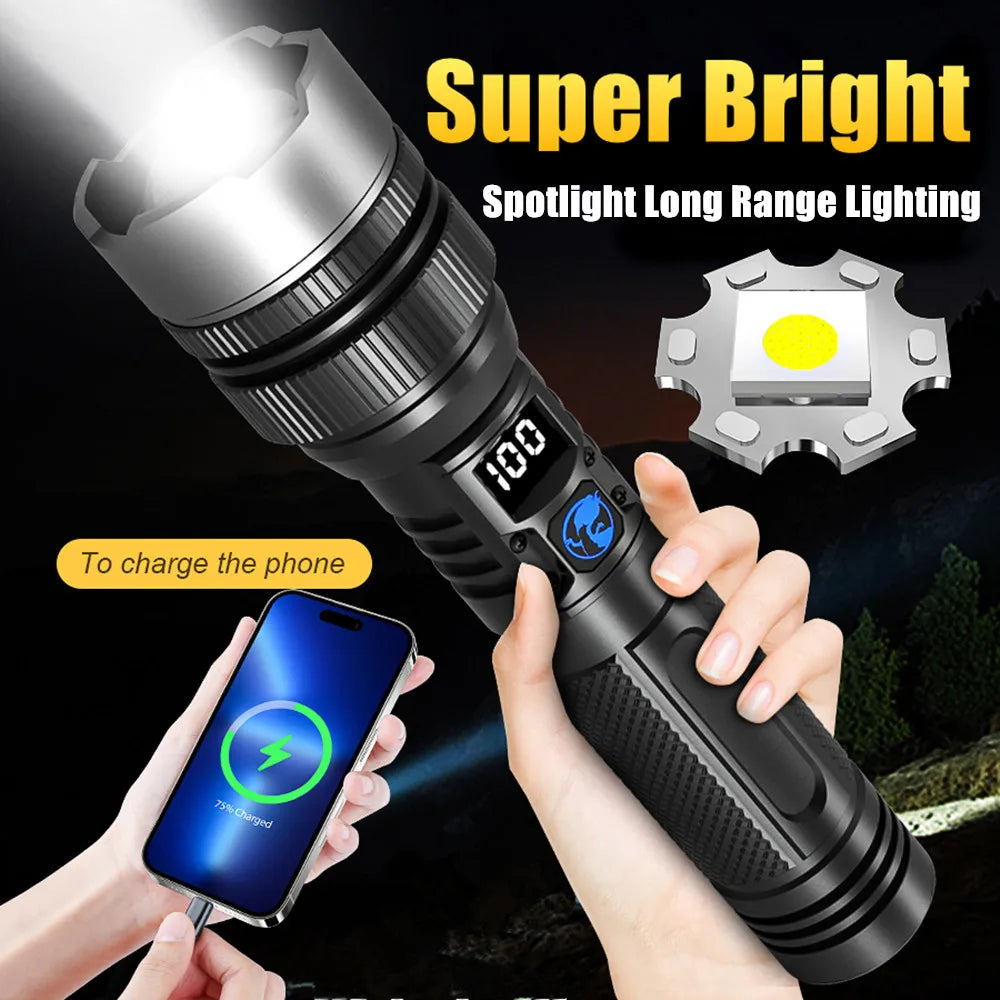 Ultra Bright Led Flashlight Rechargeable Lantern Portable Zoomable Lighting Torch Light for Outdoor Camping Fishing Cycling Lamp Oasis Select
