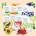 BIOAQUA Fruit Sheet Masks 8pc – Hydrating & Brightening Facial Sheet Mask Oasis Select Each 1pcs