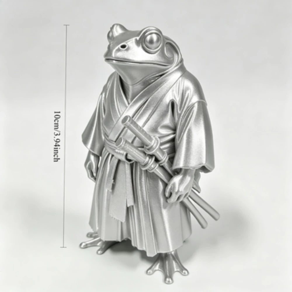 Samurai Frog Warrior Statue Decoration Unique Cool Desktop Decoration Home Desktop Display Creative Festival Party Mini Figurine Oasis Select Light Silver