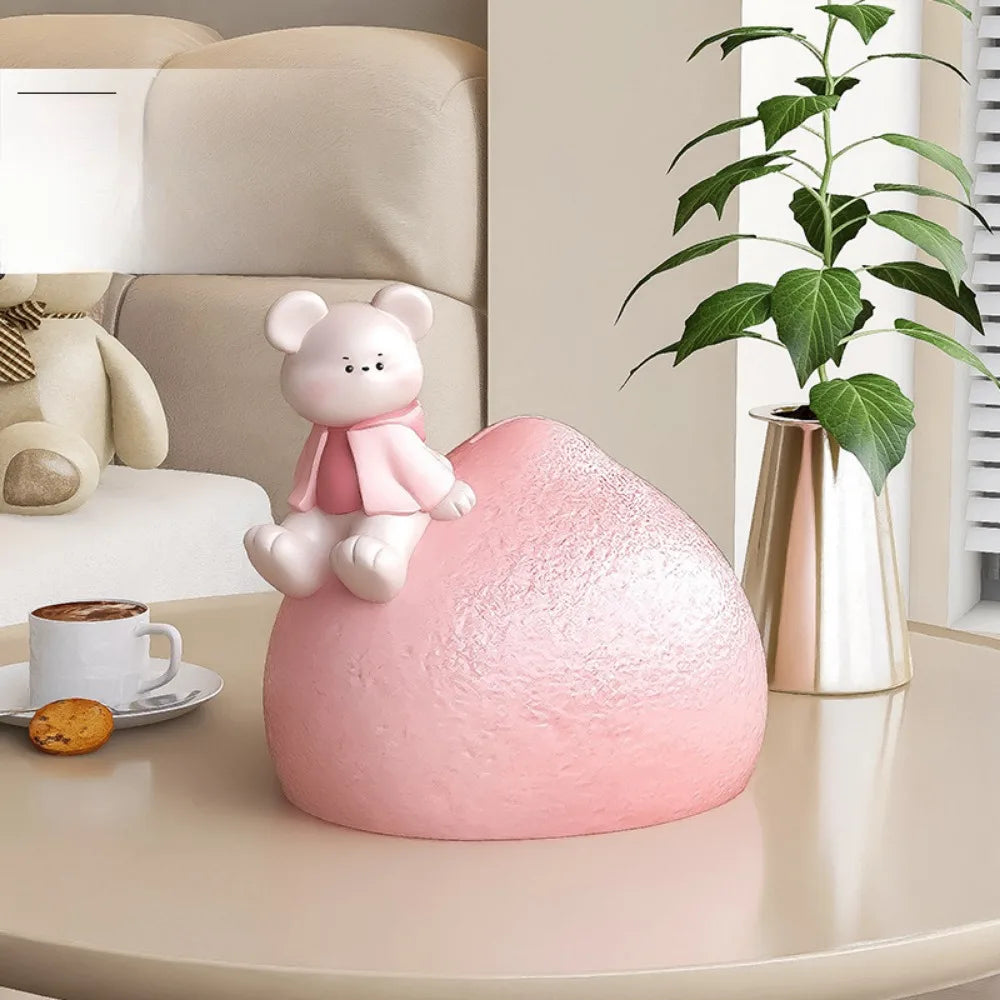 Cream Wind Bear Piggy Bank Can Only Go in Piggy Bank Living Room Tabletop Decoration Children's Room Decoration Birthday Gift Oasis Select