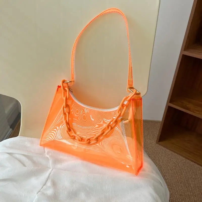 Clear Jelly Shoulder Bag – Y2K Transparent Underarm Purse
