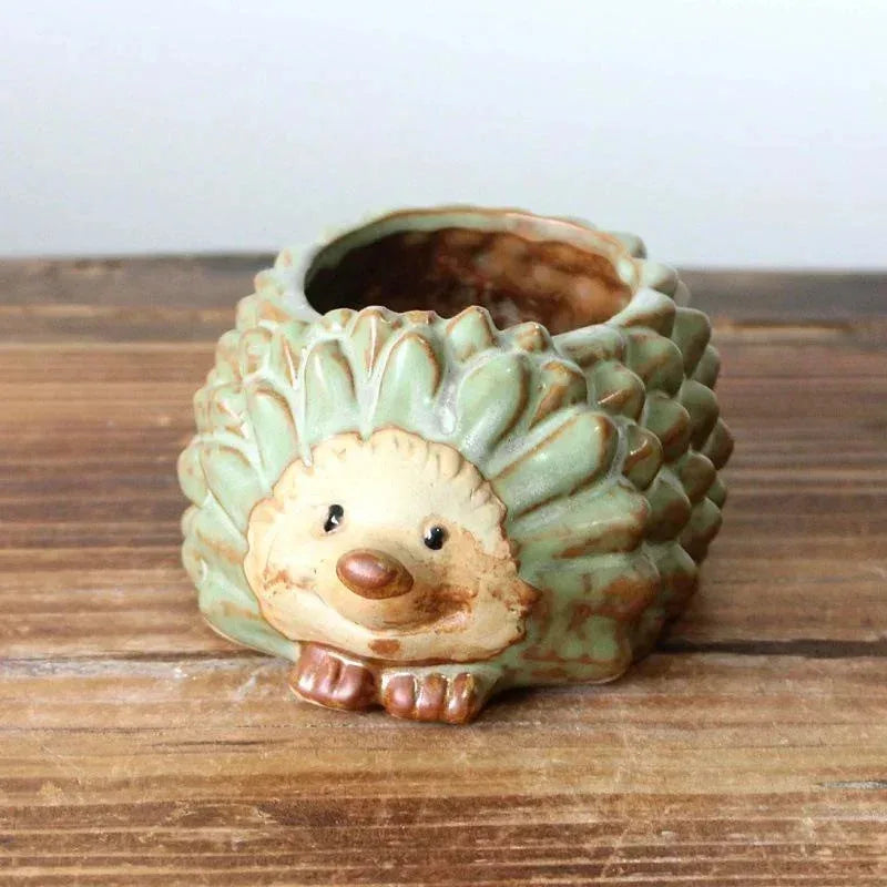Cute Hedgehog Shaped Succulent Planter Cartoon Animal Plant Pot Mini Decorative Container for Indoor Balcony Desktop Decoration Oasis Select