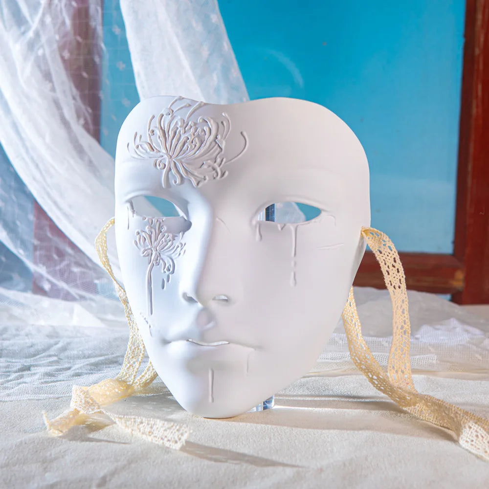 Mask Retro Hand Drawing Fashion Men and Women SameStyle Ancient Style Adult Style Hanfu Props Ball Party Secret Room Accessories Oasis Select White