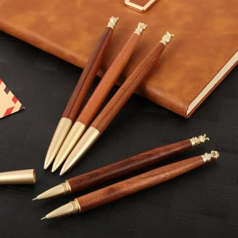 Zodiac Wooden Retractable Roller Ball Pens Smooth Writing Signature Executive Business Ball Point Vintage Gift Pen Oasis Select