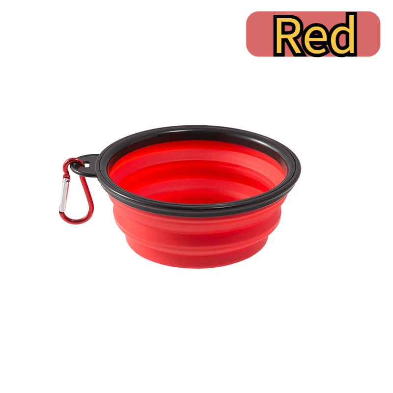 Dog Folding Bowl Portable Dog Travel Bowl Dog Food Water Bowl for Outdoor Walking Silicone Dog Food Water Bowl with Bowl Lip Oasis Select Red