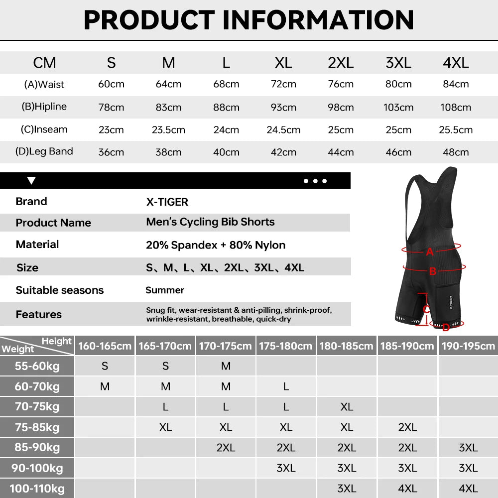 X-TIGER Men's Cycling Bib Shorts 5D Padded 3 Pockets Breathable Quick Dry Road Mountain Bike Pants For Long Rides Oasis Select
