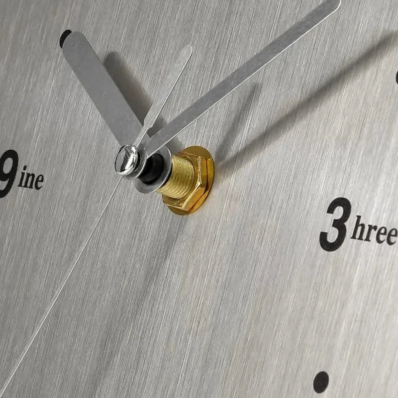 Stainless Steel Geometric Desk Clock Creative Word Number Dial Silent Timepiece Modern Art Table Decor for Bedroom Living Room Oasis Select