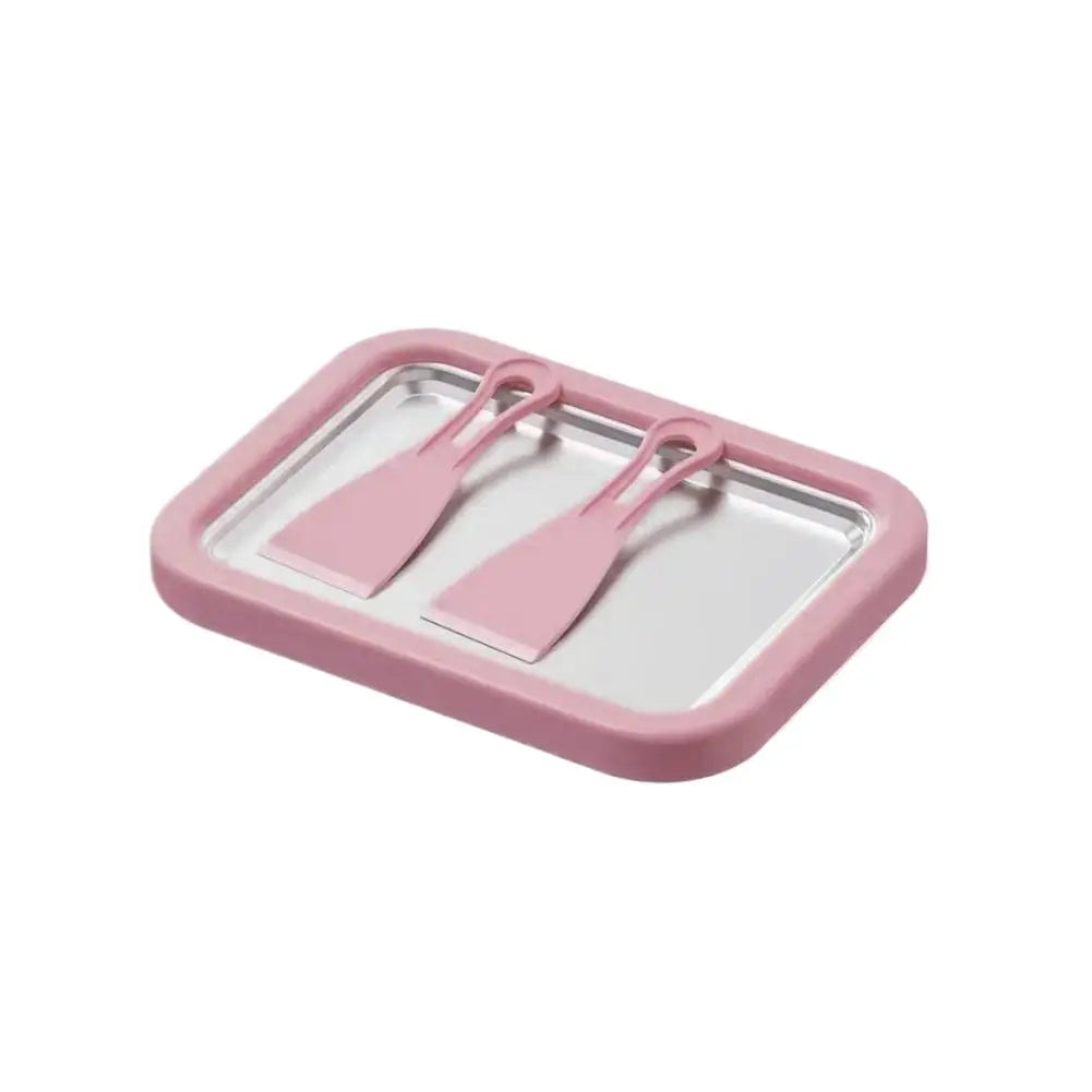 Rolled Ice Cream Maker Pan & 2 Scrapers – Stainless Steel