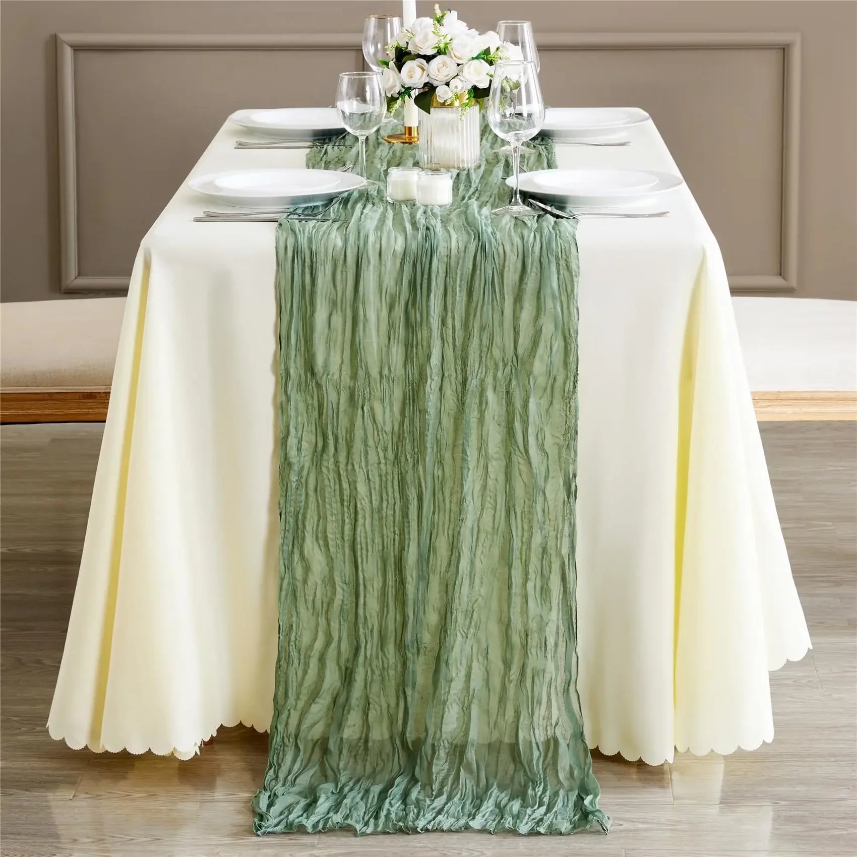 Boho Chic Dining Table Cover Soft Gentle Easy Care Artisan Dyed Banquet Linen Farmhouse Vintage Colorfast Fabric for Wedding Oasis Select