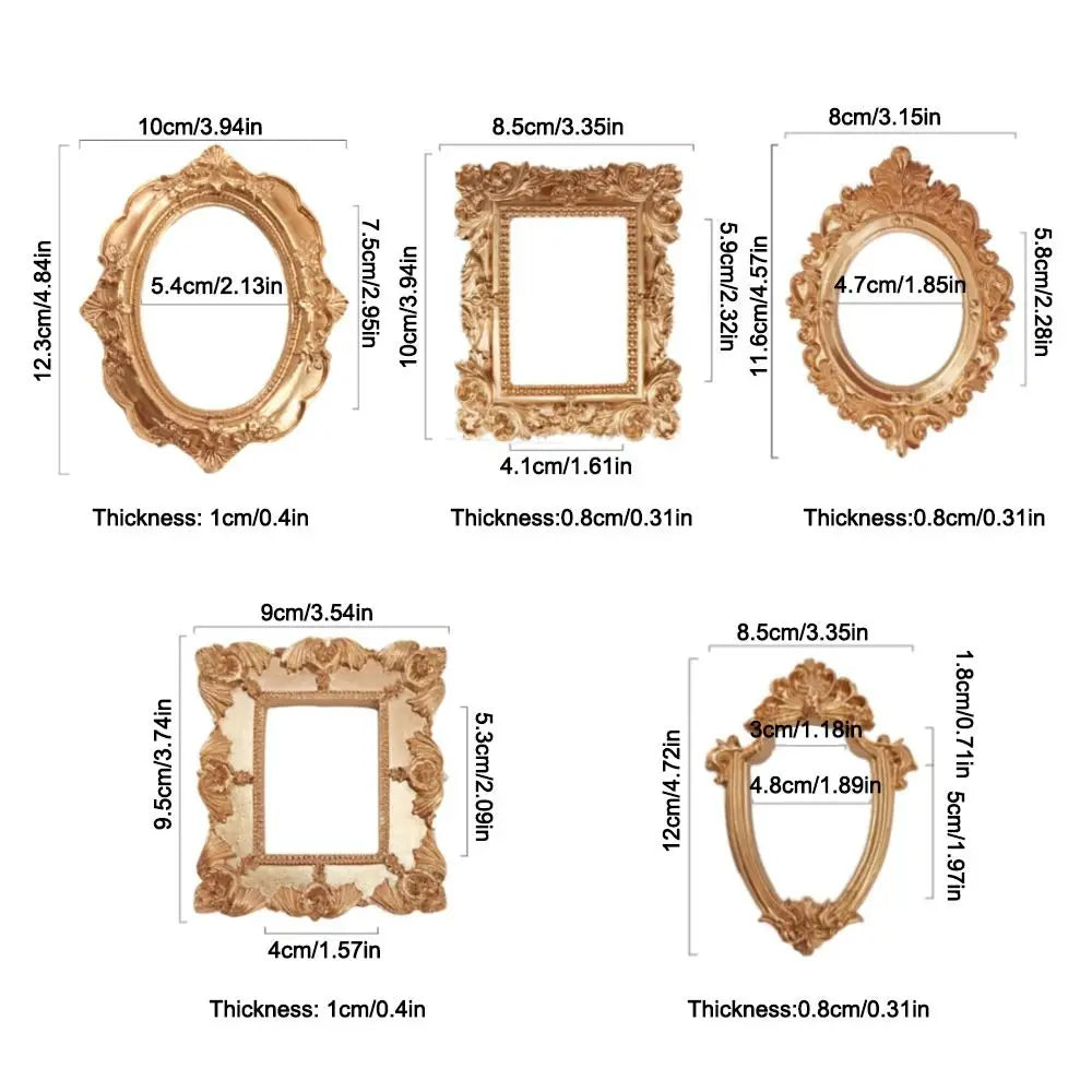 European Victorian Style Golden Retro Photo Frame Pictures Frames Nail Art Jewelry Decoration Earrings Display Rack Oasis Select