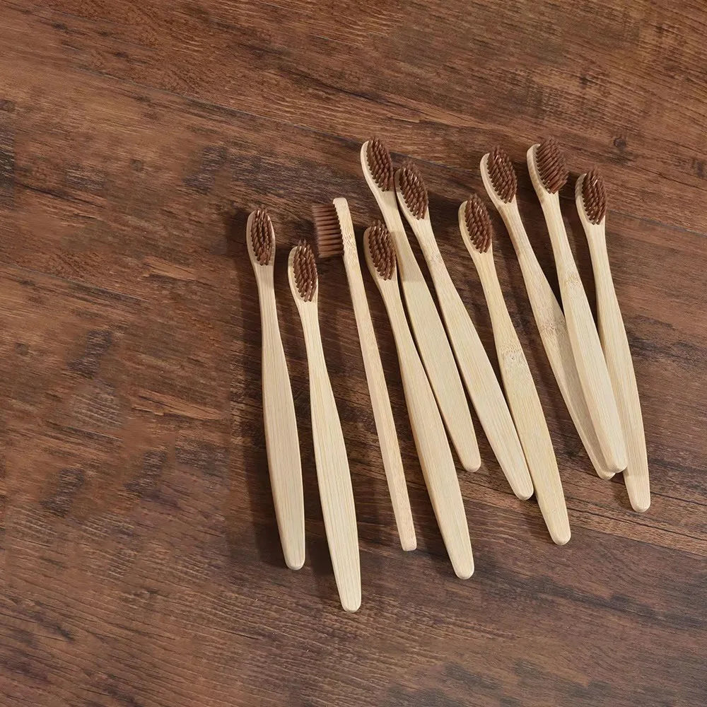 10/20pcs Soft Toothbrush Bristles Bamboo Toothbrush Eco Friendly Childrens Toothbrushes Biodegradable Oral Care Tooth Brush Oasis Select 10pcs Brown