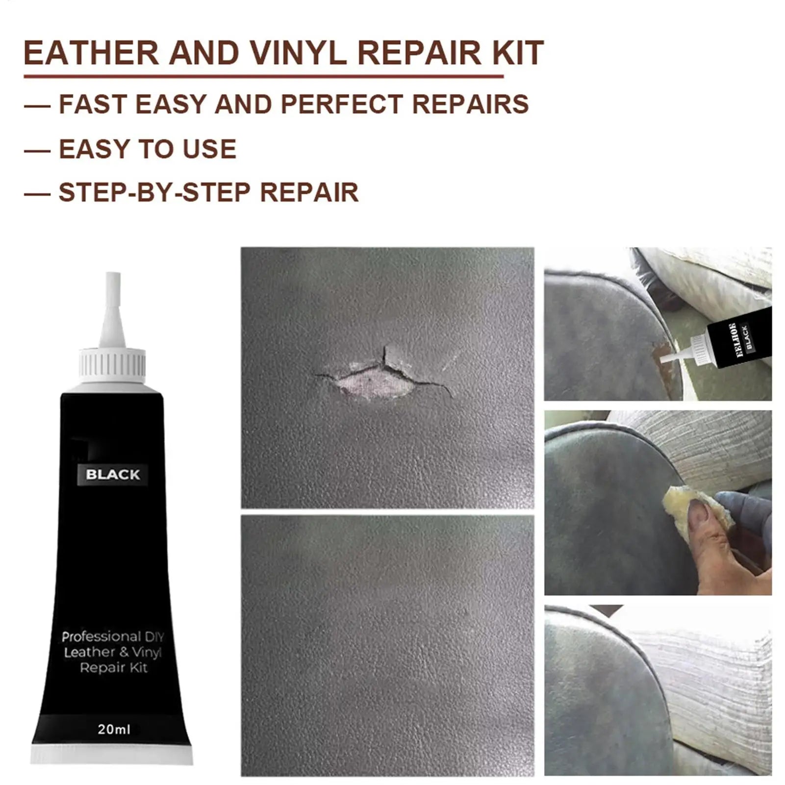 Car Repair Scratches Cracks 20ml Leather Repair Gel Leather Complementary Color Repair Paste Car Repair Cream Agent Car care Oasis Select
