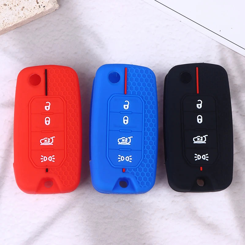 Silicone Key Shell Cover for Jeep Cherokee, Compass S, Renegade, Grand Commander, and ForJcuv Charger Oasis Select