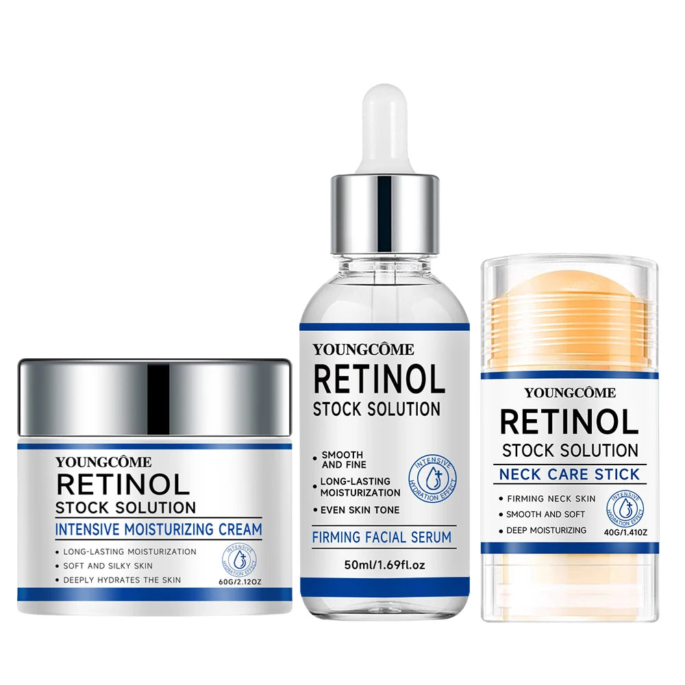 Retinol Serum, Moisturizing Cream & Neck Stick 3-Piece Set Skincare Gift Set Oasis Select 3pcs1set