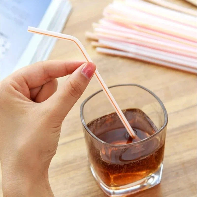 100Pcs Colorful Bendable Straw Drinking Kunststof Straw for Milk Tea Bar Party Rietjes Drinking Wedding Kitchen Beverage Straws Oasis Select