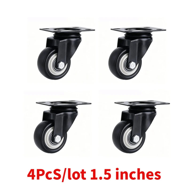 4 Pieces Of 1.5-Inch Universal Wheels Silent Furniture Casters Can Rotate 360° Suitable For Trolleys Cabinets And Scaffolding Oasis Select Black-1.5