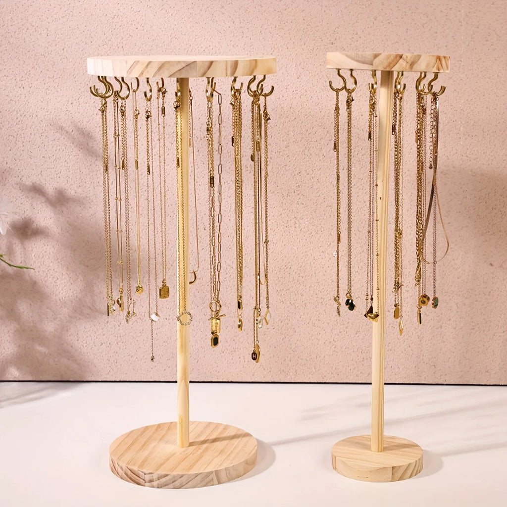 1pc,Wooden jewelry rack, necklace, earring, pendant display rack, jewelry manager, jewelry hook, multifunctional storage rack Oasis Select