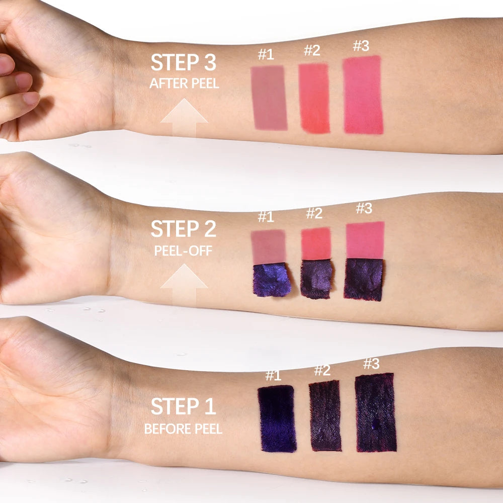 Peel Off Lip Stain Kit – 3 Rose & Pink Waterproof Shades