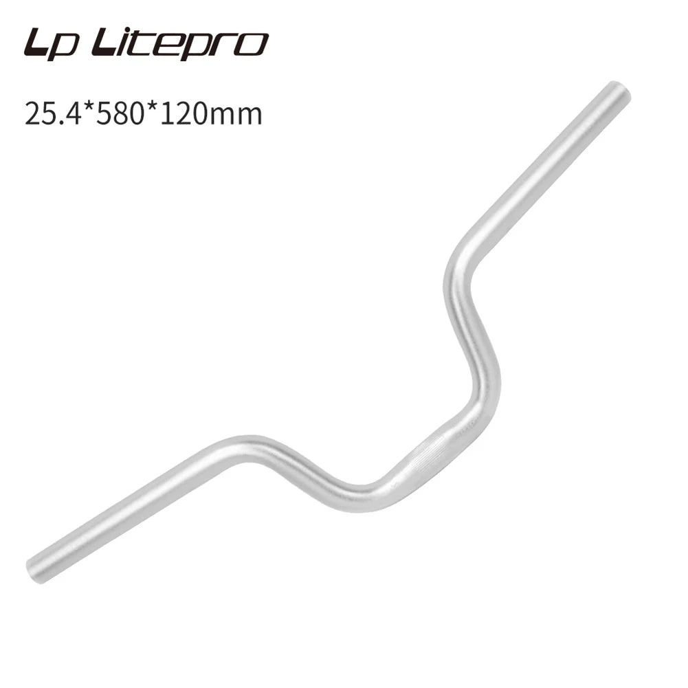 Folding Bike Handlebar Aluminum25.4*580mm Hi-Rise 120/160mm For Brompton Ultralight Bicycle Swallow Shaped Handle Accessories Oasis Select 25.4x580x120mm Silve