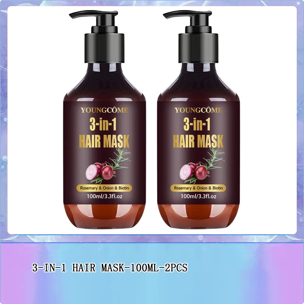 Organic Hair Mask with Rosemary, Onion Biotin 3-in-1 Natural Treatment Nourish Reduce Hair Loss Anti-Breakage Hair Products100ml Oasis Select Set B-100ML