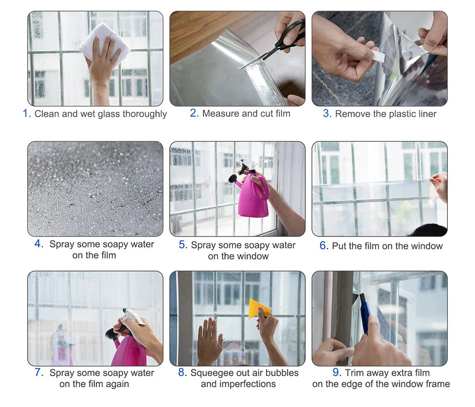 Window Privacy Film One Way Daytime Privacy Self-adhesive Vinyl Sun Blocking Anti UV Reflective Window Tint for Home and Office Oasis Select