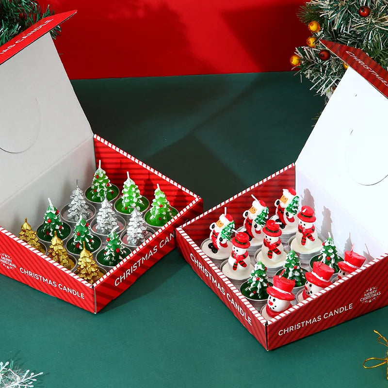 Christmas Mini Candle Set – 12 Festive Paraffin Wax Figures