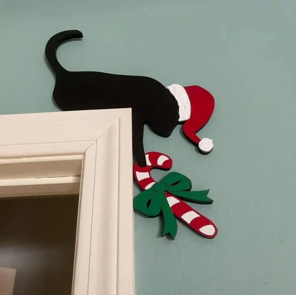 Christmas Decoration 2025 1pc Santa Clau Christmas Door Corner Decoration Diy Stitching Creatives Home Decor Colgante De Navidad Oasis Select Cat