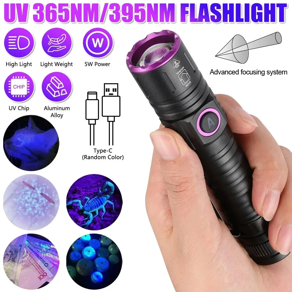 POCKETMAN 365/395nm UV Black Light Flashlight | Type-C USB