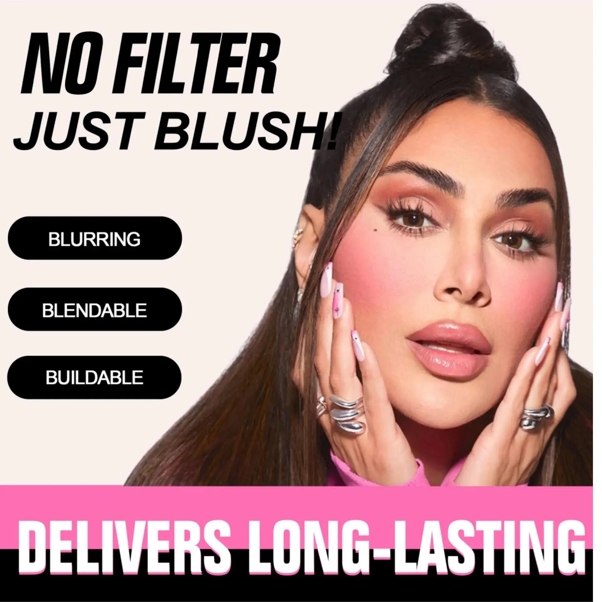 PH Bloom Multi Use Cheek Blush Tint Gradient Highlighter Gloss Natural Long Lasting Pink Powder Blusher Makeup Contour Oasis Select