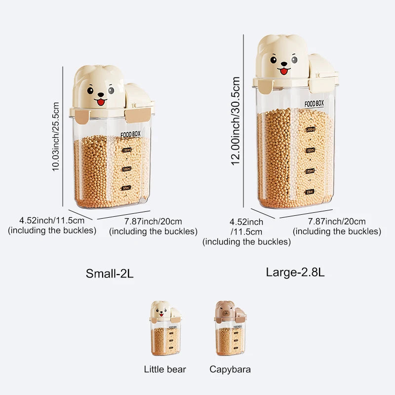 Cartoon-themed airtight storage jars, household dustproof containers, grain storage boxes, large-capacity plastic jars for coffe Oasis Select