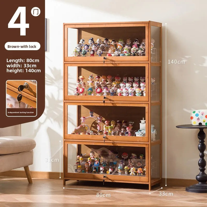 Figure display cabinet with lock acrylic display stand transparent dustproof model building block ornament shelf display box Oasis Select Four floors 80 long