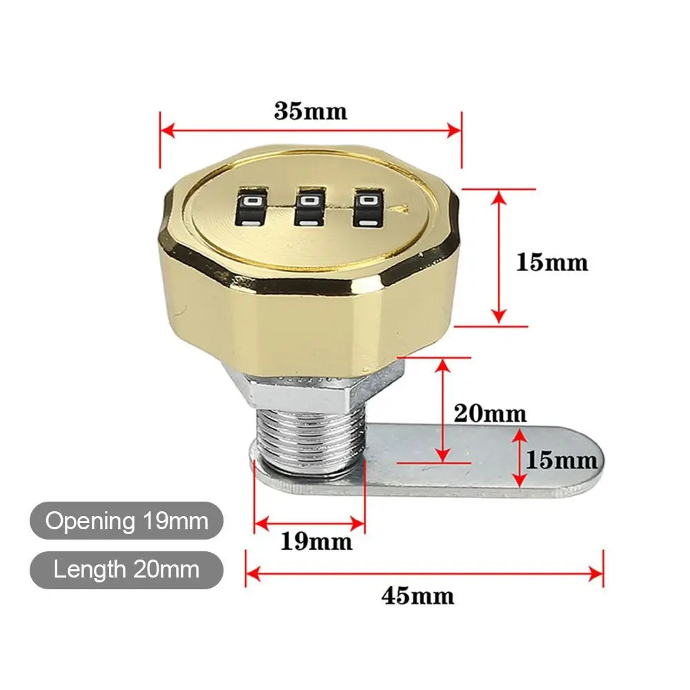 Cabinet Mailbox Password Locker 3 Digital Code Combination Lock Cupboard Drawer Password Locker Oasis Select 20mm-Color 3