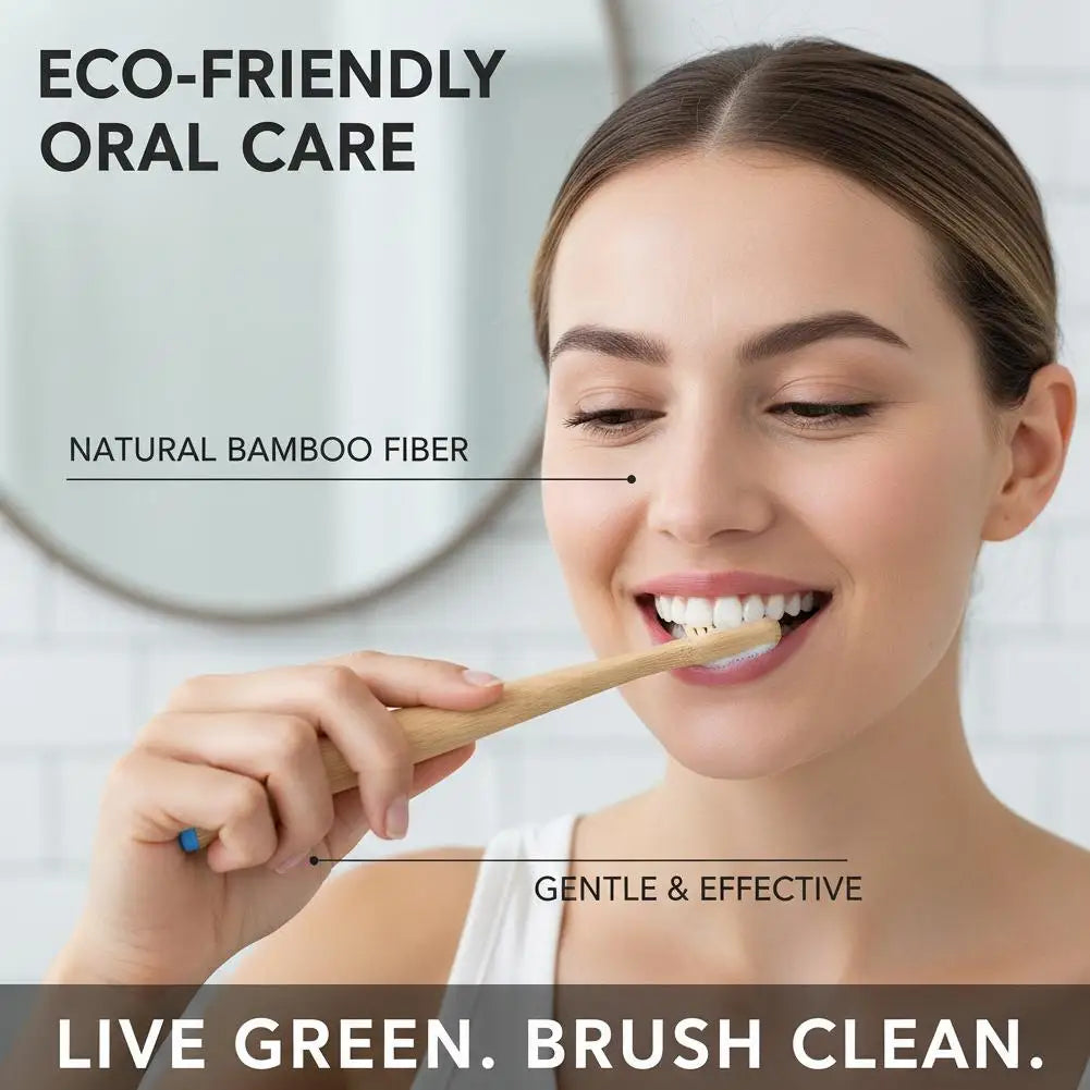 Natural Bamboo Toothbrush – Soft Bristles, Plastic-Free Bamboo Toothbrush Oasis Select