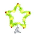 Christmas Fuzzy Grinch Star Tree Topper Iron Green Plush Holiday Festive Creative Home Party Decor Ornament Oasis Select with light