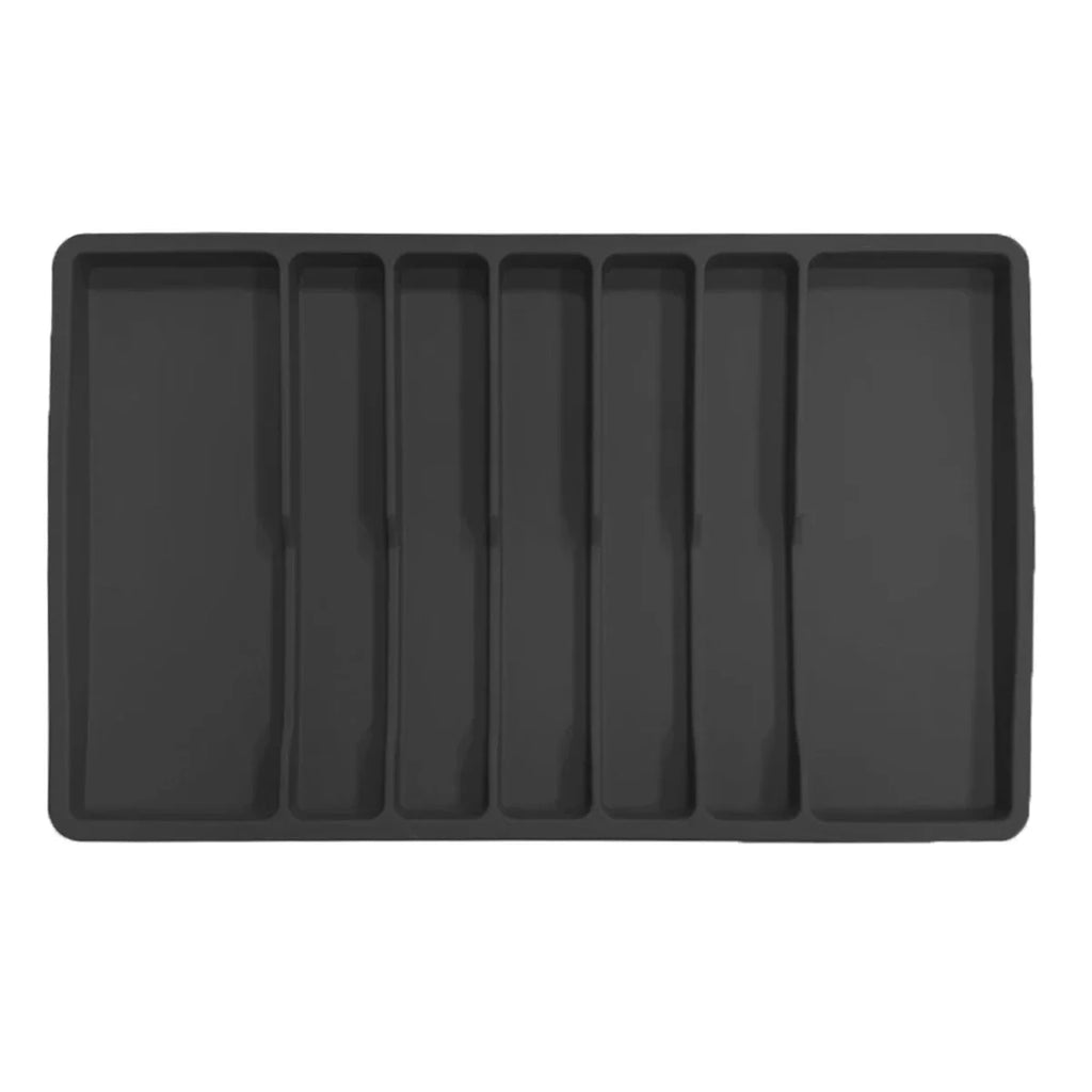 Non Slip Silicone Cutlery Tray Silverware Drawer Organizer Kitchen Utensil Holder with Dividers Gray Black Color Oasis Select Black China Mainland