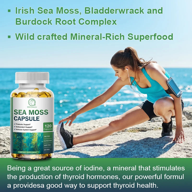 BBEEAAUU Sea Moss Capsule Boost Immune System Supports Healthy Thyroid Function,Muscle and Joint Health Detoxifies Skin Care Oasis Select