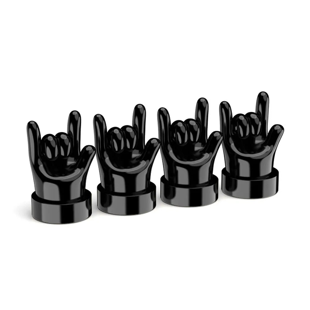 Gesture Tire Valve Stem Caps Covers, Funny Tire Air Caps Universal for Cars,Trucks, SUV, Motorcycles, Bike Oasis Select C-Black