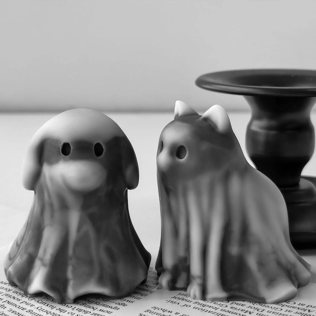 Cute Animal Puppy Kitten Spooky Silicone Mold DIY Ghost Aroma Candle Plaster Decoration Mould Halloween Candle Making Molds Oasis Select