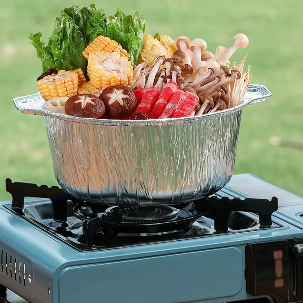 10PCS Disposable Aluminum Foil Pans With Lid Round/Square Food Storage Container BBQ Baking Pans Air Fryer Liners Kitchen Supply Oasis Select