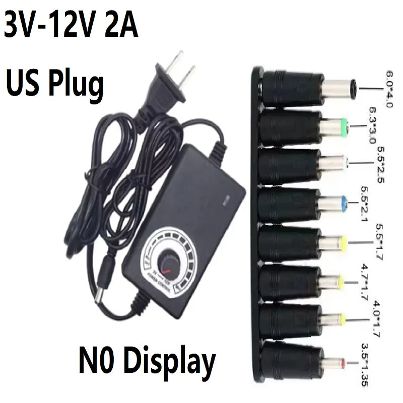 AC Adjustable Power Adapter 9V 12V 24V 1A 2A 3A Adapter 34PCS 8PCS 108PCS Universal AC Power Adapter Various Voltage DC Source Oasis Select US 2A 8PCS Plug