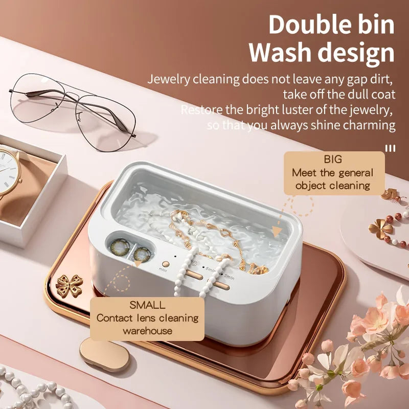 48Khz Cleaning Machine Ultrasonic Cleaner Double Bin Vibration Full Cleaning Jewelry Household Adjustable CleanerNew Oasis Select
