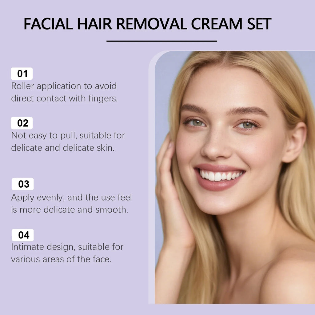 Face Hair Remove Cream Calming Serum Kit Painless Remove Hair Smooth Skin Repair Shave Discomfort Facial Body Hair Removal Kit Oasis Select