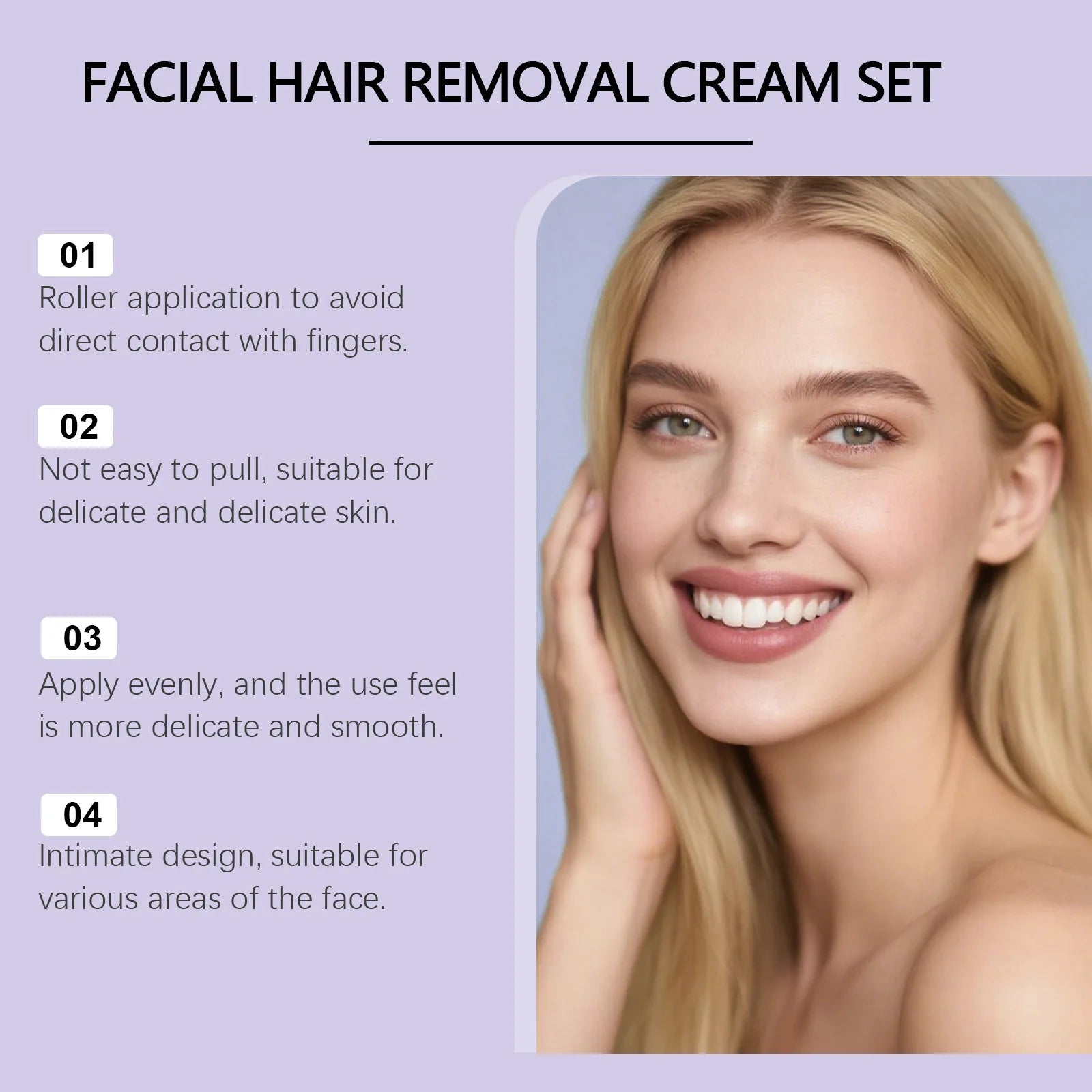 Facial Hair Removal Cream & Calming Serum Kit – Painless Hair Removal Kit Oasis Select