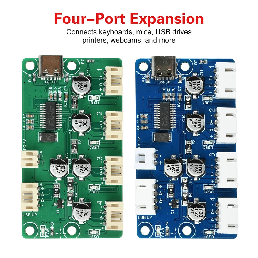 1 to 4 Port HUB Module USB 2.0 Free Drive USB Splitter Electronic Development Expansion Board XH2.54 PH2.0 DC 5V Oasis Select