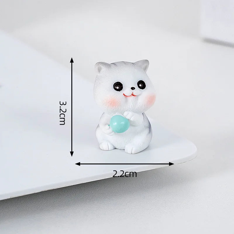 Naughty Resin Small Cat Figurine Mini Cartoon Kitten Ornaments 3D Cat Desktop Decoration Creative Car Mounted Figurines Oasis Select Style G