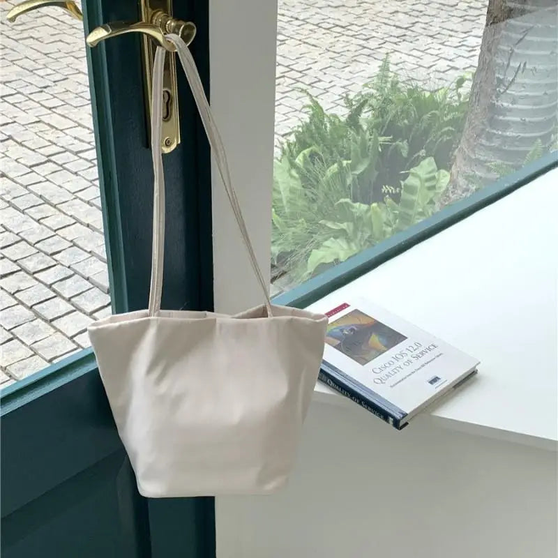 Women's Nylon Bucket Shoulder Bag – Lightweight Tote Handbag