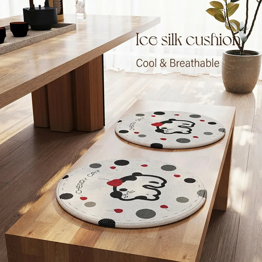 30/40/50CM Cartoon Round Ice Silk Seat Cushion Summer Cooling Dining Chair Cushion Anti-slip Breath Cooling Mat Adult/Child Oasis Select